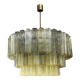 Italian Mid-Century Modern “Tronchi” Murano Glass Chandelier in Amber