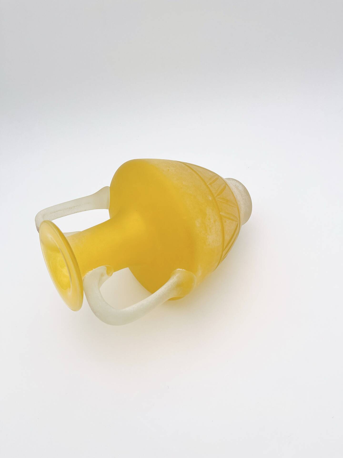 Vase Amphore Murano Scavo Jaune Safran Taillé  Cenedese