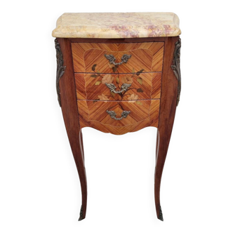 Louis xv style bedside table in rosewood marquetry