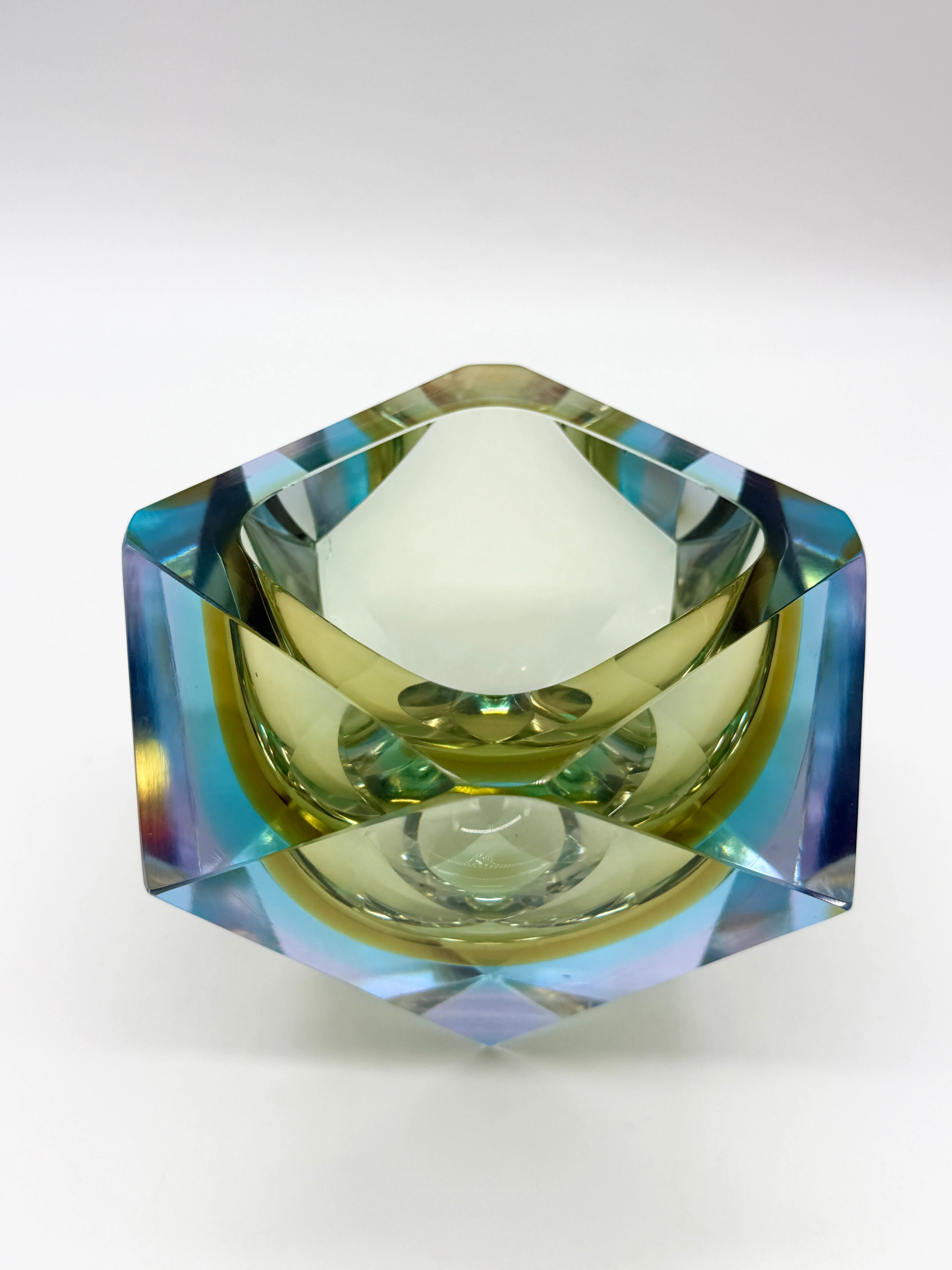 Large "Sommerso" ashtray in Murano glass, 1970s