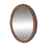 Vintage oval wicker mirror