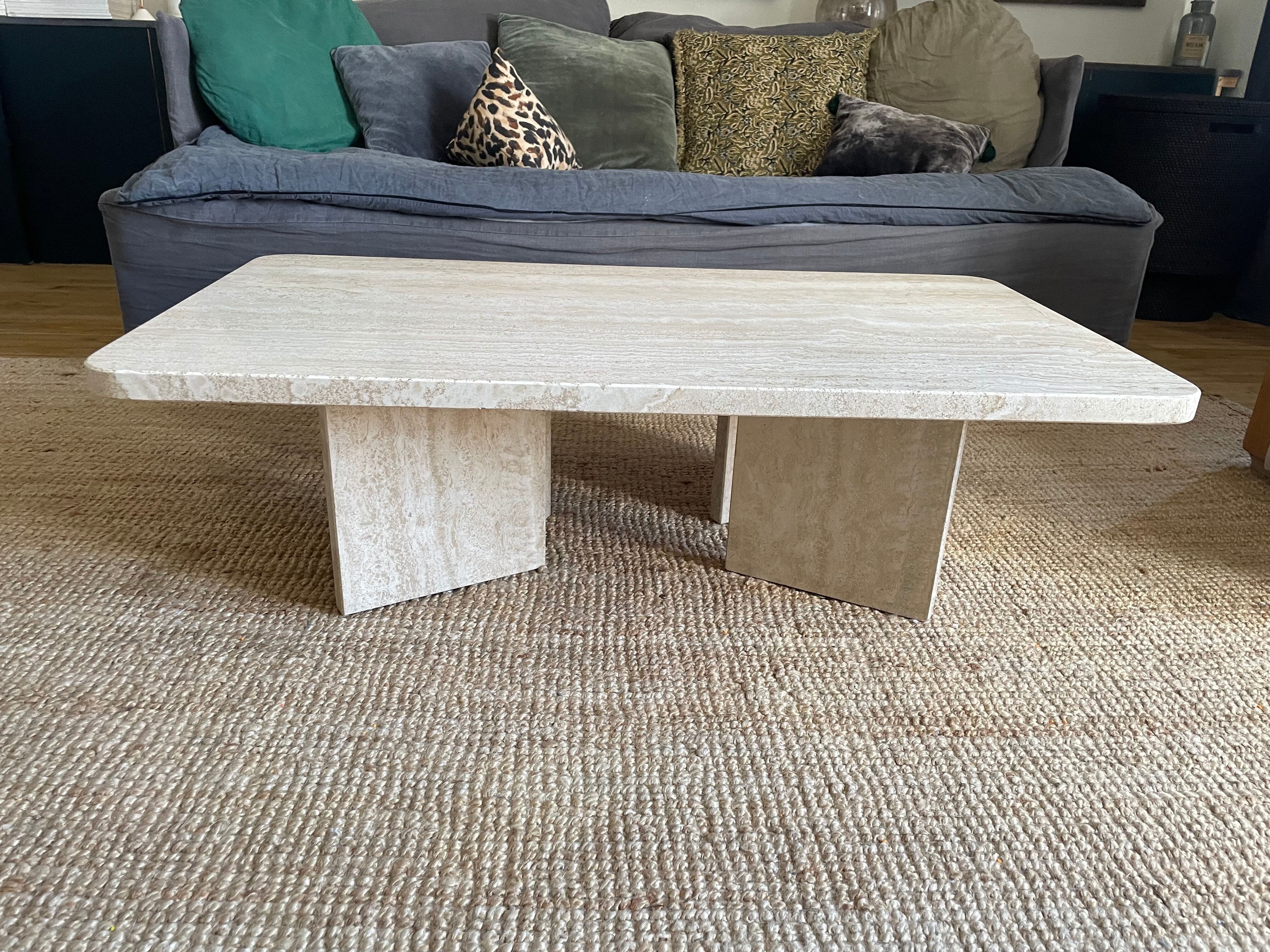Travertine coffee table