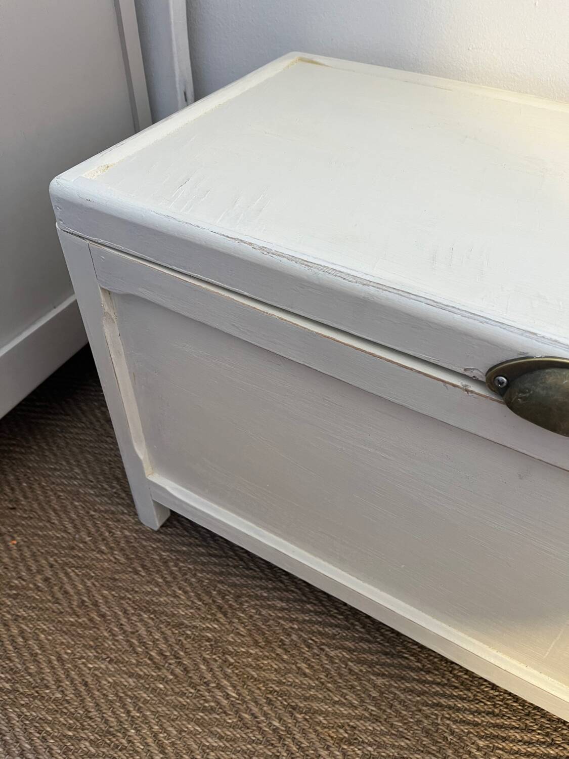 Vintage white patinated wooden chest