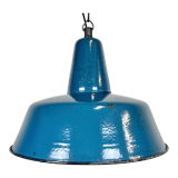 Industrial blue enamel factory pendant lamp, 1960s
