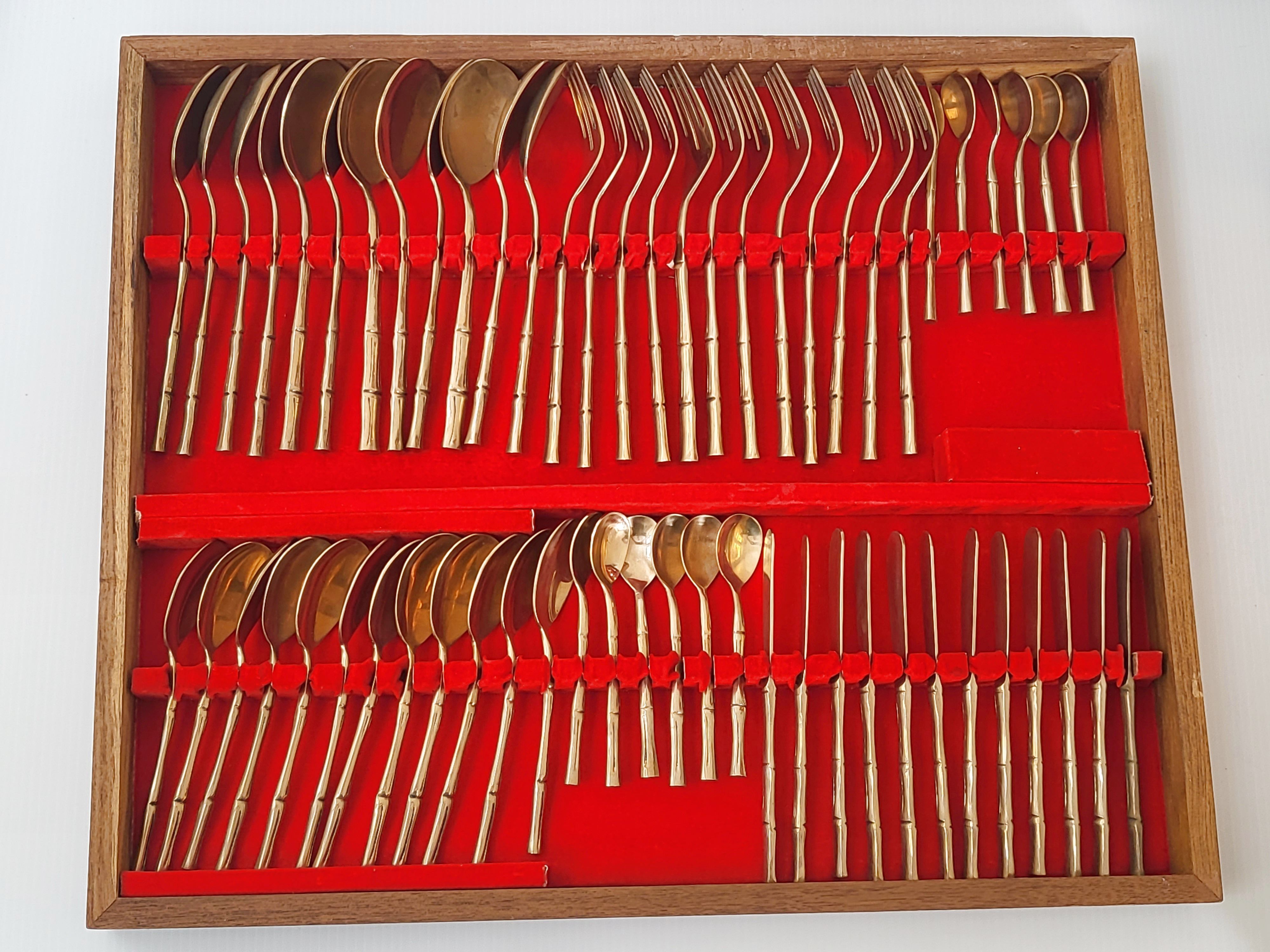 Cutlery set imitation bamboo 144 pieces vintage 1950