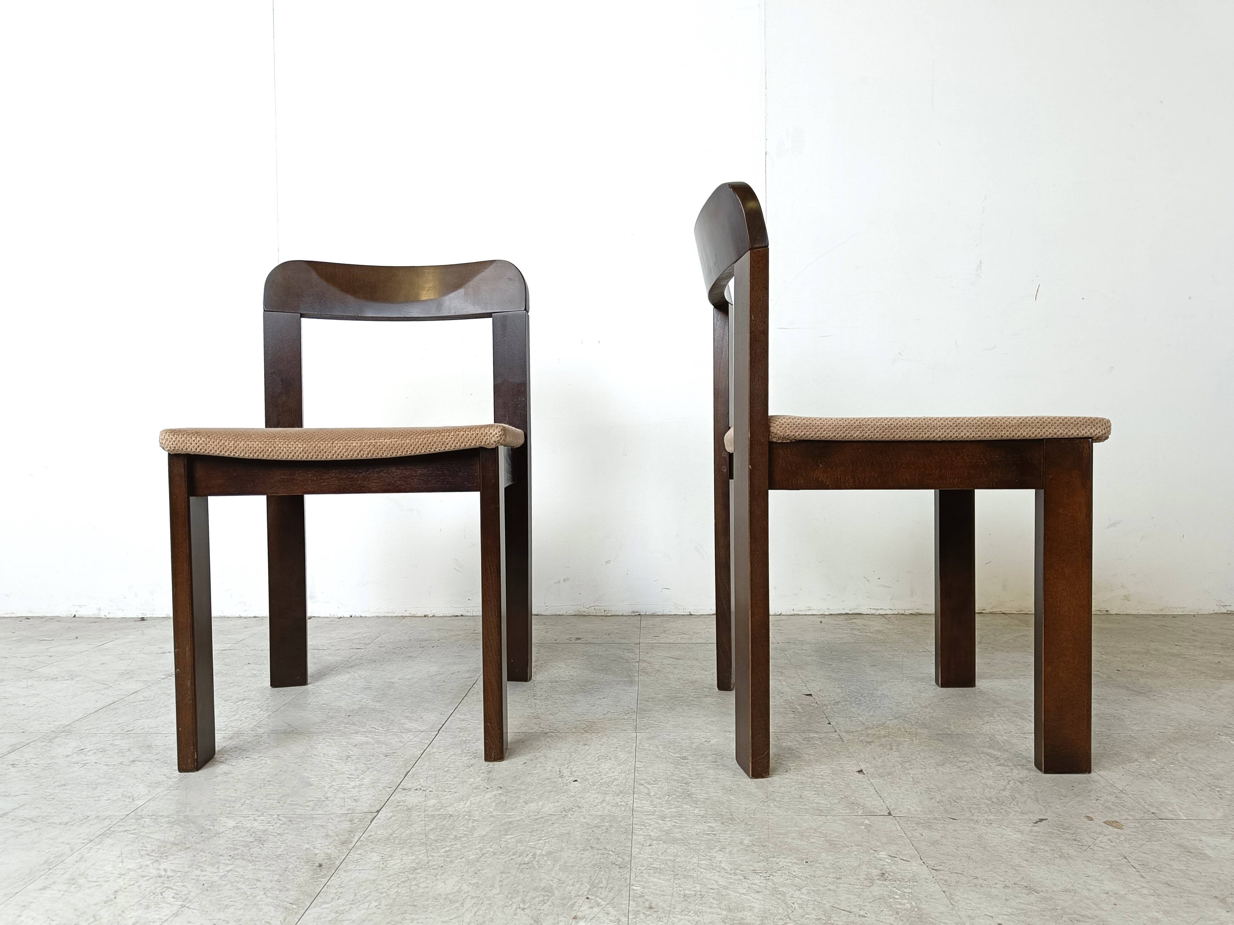 Vintage brutalist dining chairs, set of 6 - 1970s