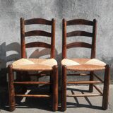 Pair of brutalist wood mulched chairs