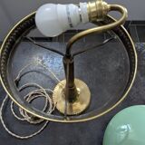 Antique Second Empire Napoleon III table lamp, 1870, brass and opaline glass