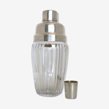 Art deco crystal and silver plated shaker