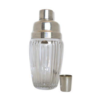 Shaker cristal et plaqué argent art déco