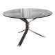 Round coffee table in smoked glass and chrome