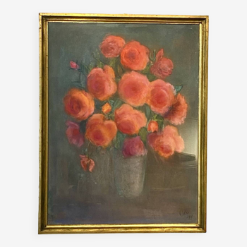 Still life with peonies, French School of the 20th century, dated 1969 and signed