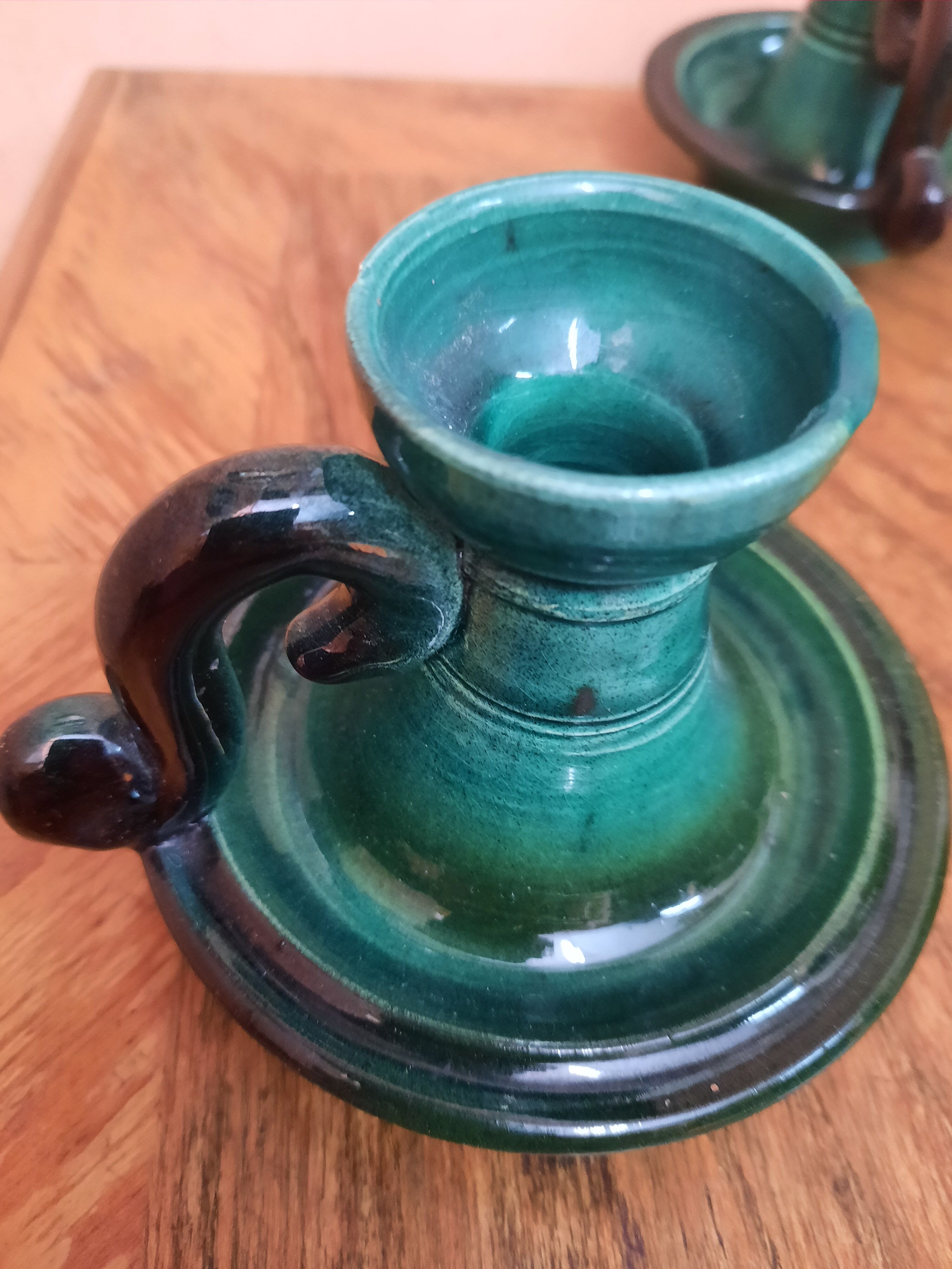 Pair of ceramic candle holders