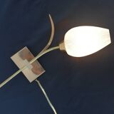Golden wall lamp in brass and vintage glass 1950
