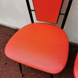 series of 6 Vintage red chairs design COLETTE GUEDEN 60s