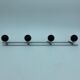 Coat holder 4 chrome steel pateres and black wooden balls