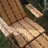 Vintage rattan chaise longue 1950