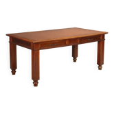 Antique walnut desk with brown leather, Italy, 19th century