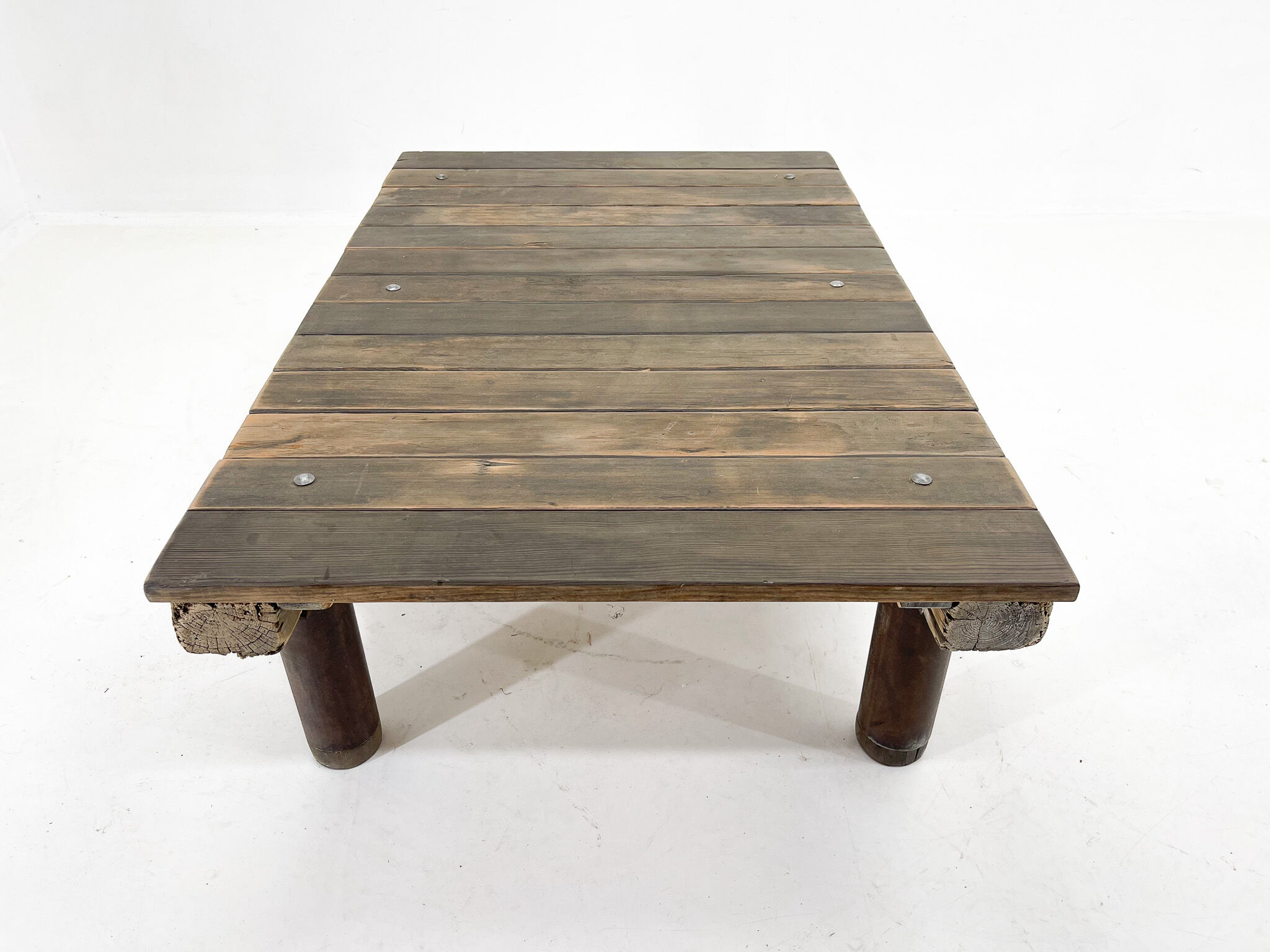 1950's vintage industrial wood & iron coffee table