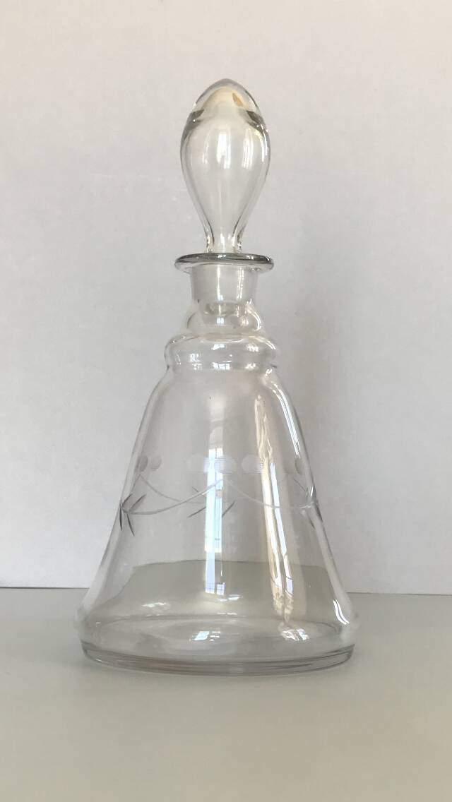 Antique engraved glass carafe