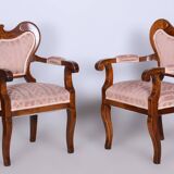 Ensemble de sièges restauré en chêne Biedermeier, noyer, construction stable, Autriche, années 1840