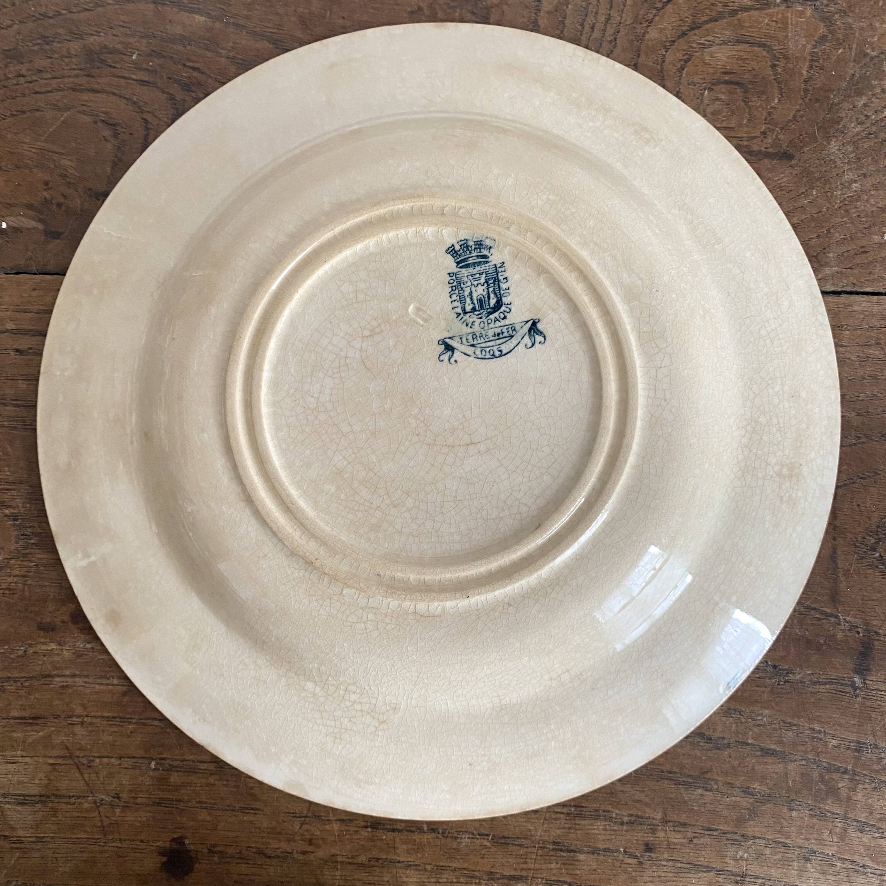 Gien ironstone plates, Roosters model