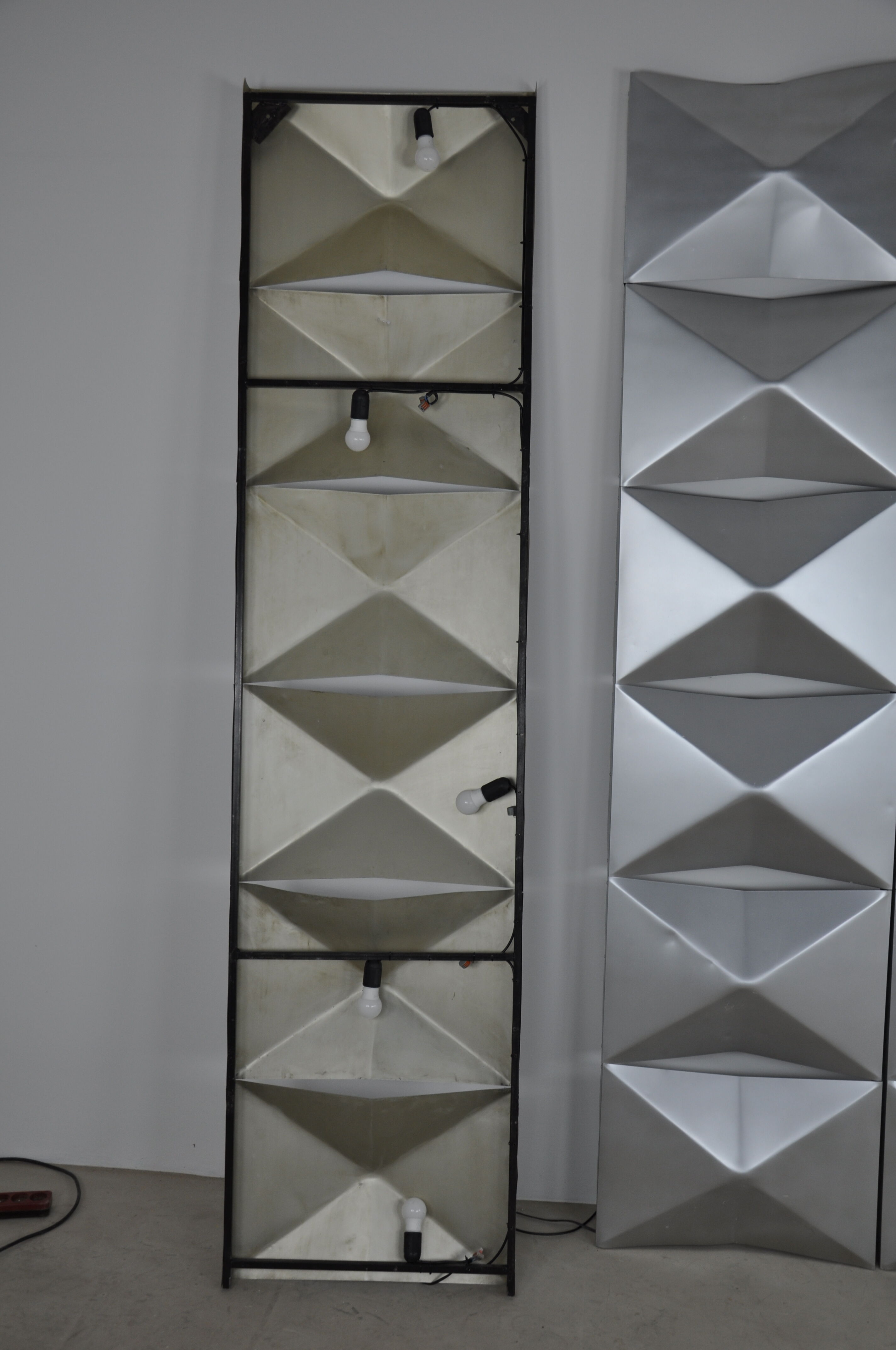 Aluminium modular wall mounted light panels 1960s