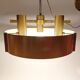Italian 3-light suspension UFO brushed aluminium and golden brass 1970