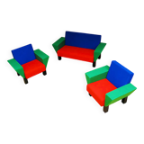 Westside bench and 2 armchairs by Ettore Sottsass for Knoll International, 1983