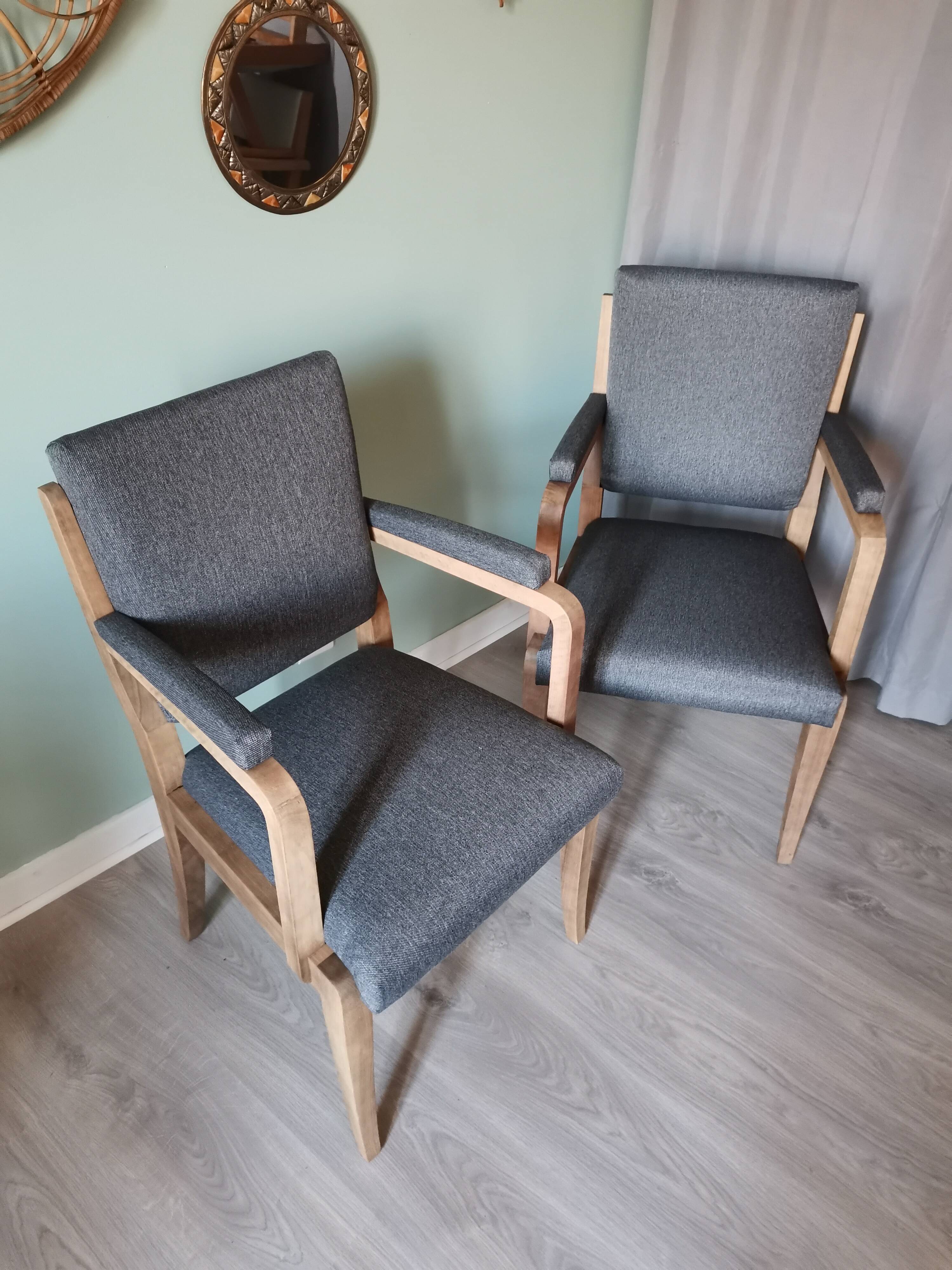 Art Deco grey armchairs