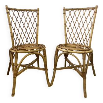 Paire de chaises en rotin Louis Sognot