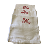 Serviettes nid d'abeilles monograme M