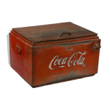 Glaciere metal cache-col coffre ancien vintage original inde
