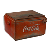 Glaciere metal cache-col coffre ancien vintage original inde