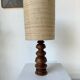 1950s turned oak wood table lamp