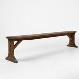 Banc rustique français en chêne avec sculptures et belle patine, vers 1850