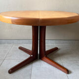 Table scandinave ronde vintage à pied central étoile extensible