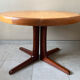 Vintage round Scandinavian table with extendable star center leg