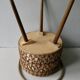 Tripod worker, sewing box, rattan and wood, 60s