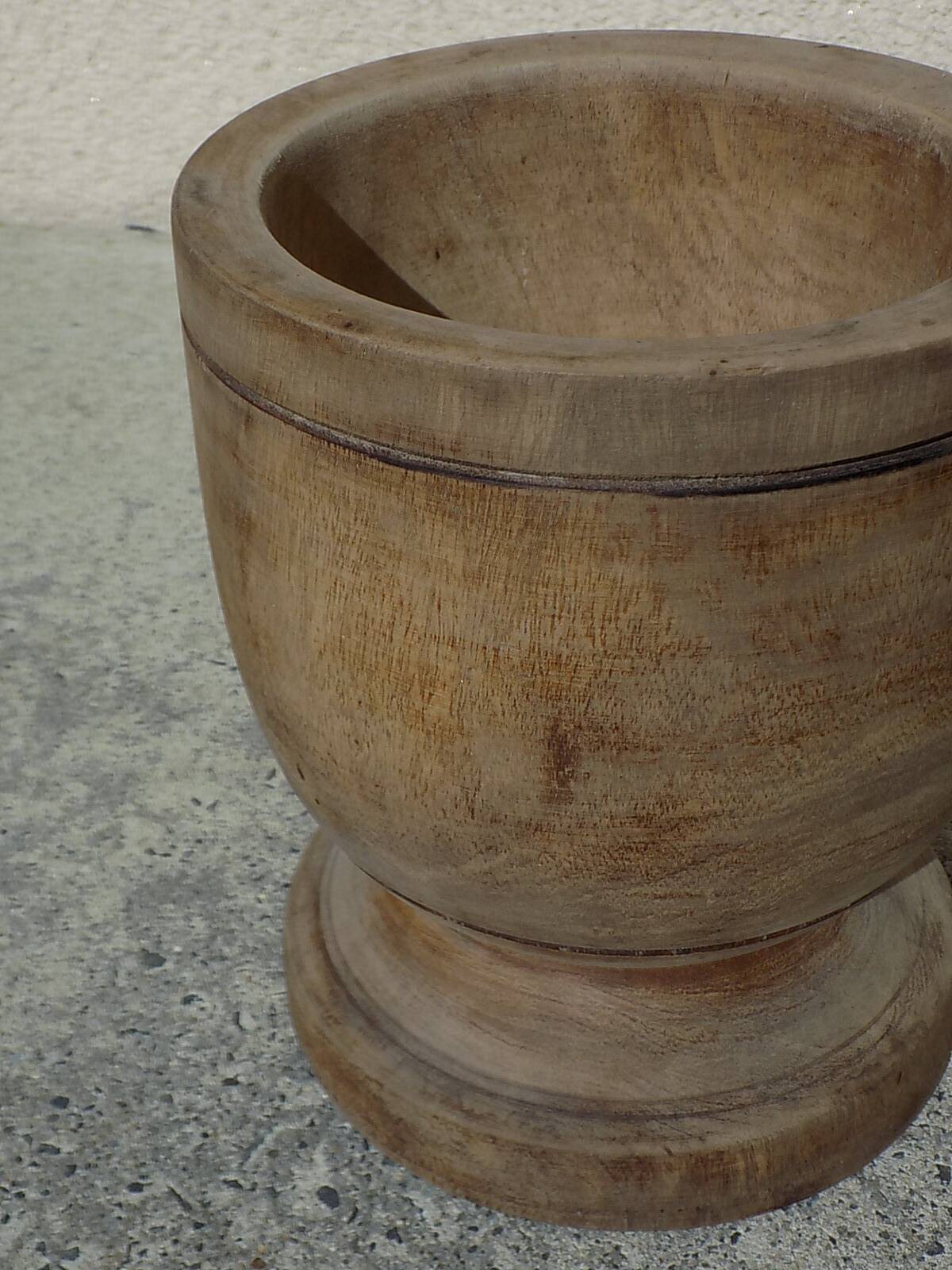 Turned solid wood flowerpot