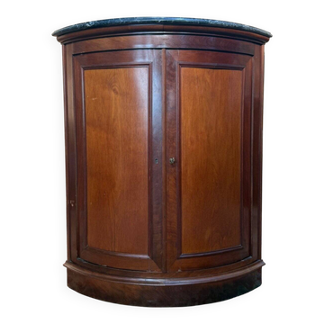 Corner cabinet from the Louis-Philippe period – Flamed mahogany and veined grey marble