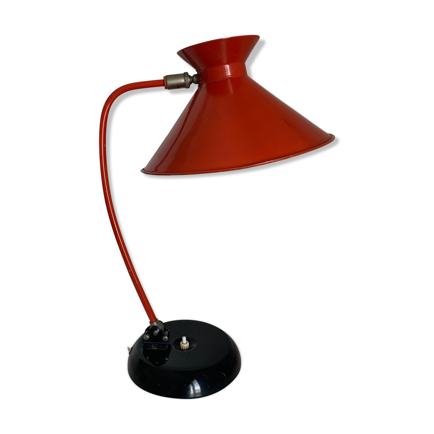 Vintage lamp 1960 desk diabolo red cardinal - 45 cm