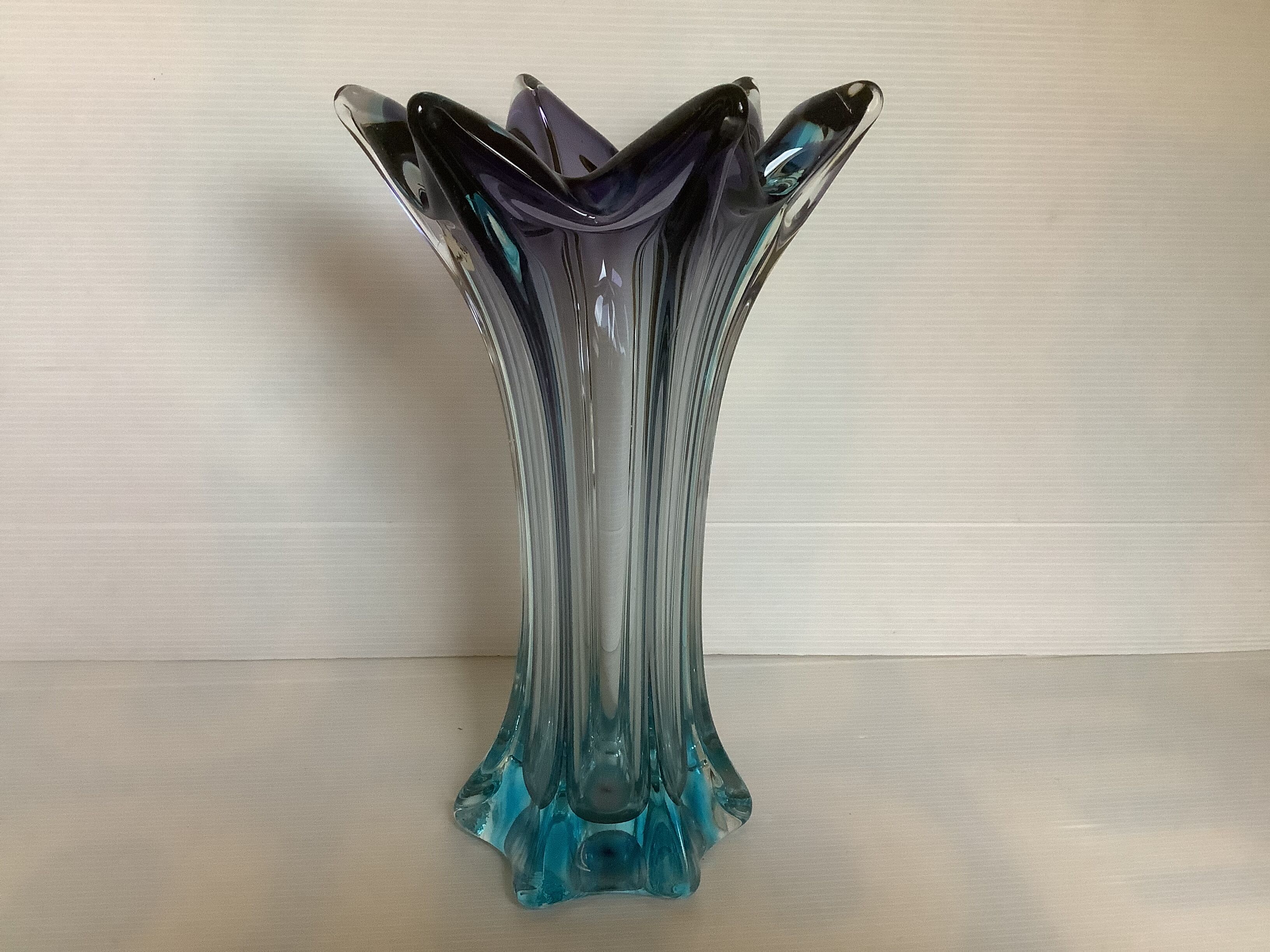 Vase flower star glass Murano bicolor