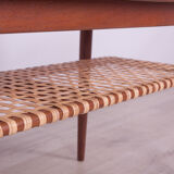 Mid-Century Teak and Rattan Coffee Table, 1960s