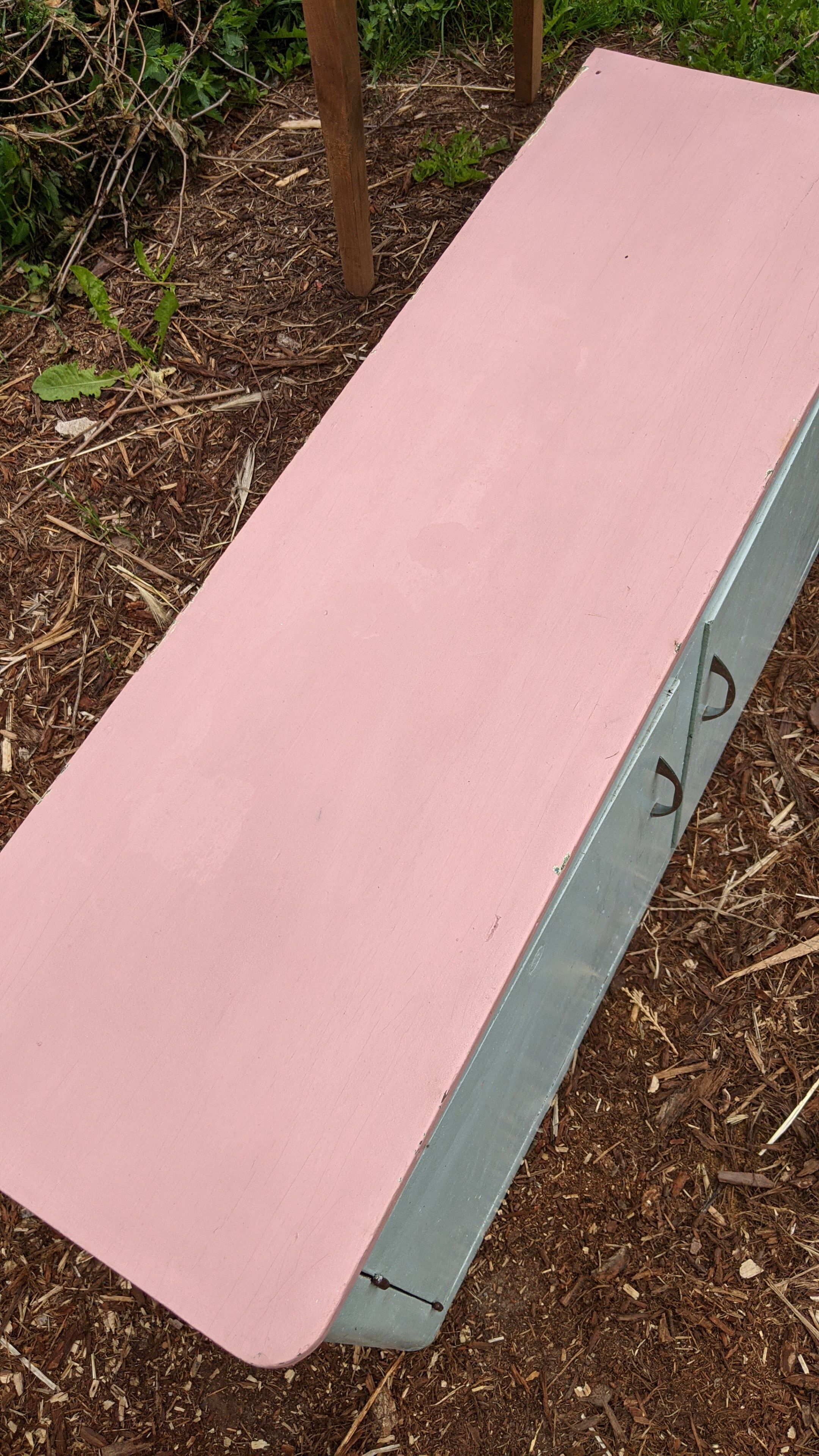 Old mint green extra cabinet for kitchen