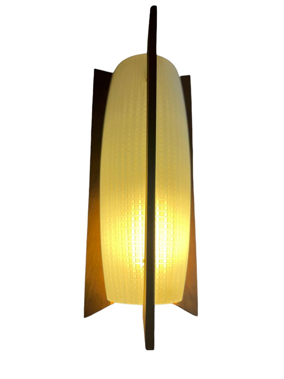Teak and glass pendant light from the 50s