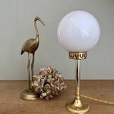 Vintage globe table lamp in white opaline