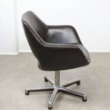 Italian Vintage Chocolate Brown Leather Office Chair