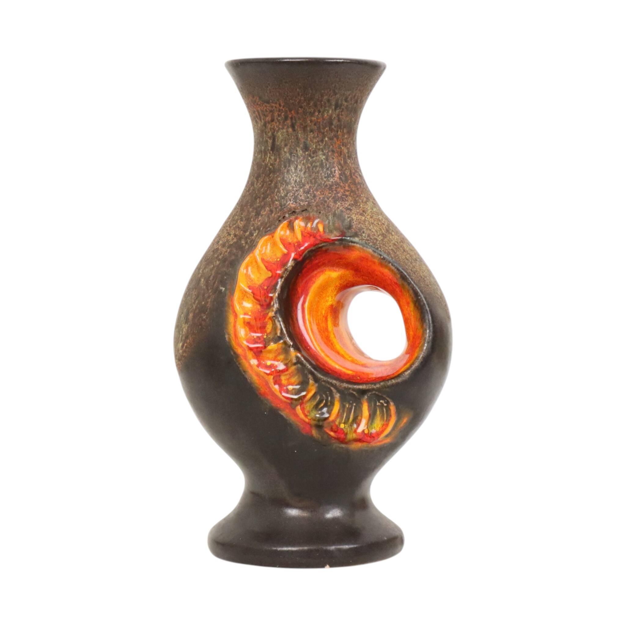 Rare Orange Fat Lava Vase West Germany Walter Gerhards 26cm