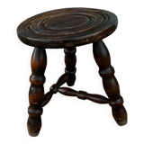Turned wood tripod stool